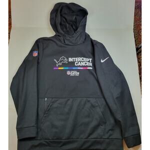 Nike On Field Detroit Lions NFL Crucial Catch Intercept Cancer Hoodie Black XL